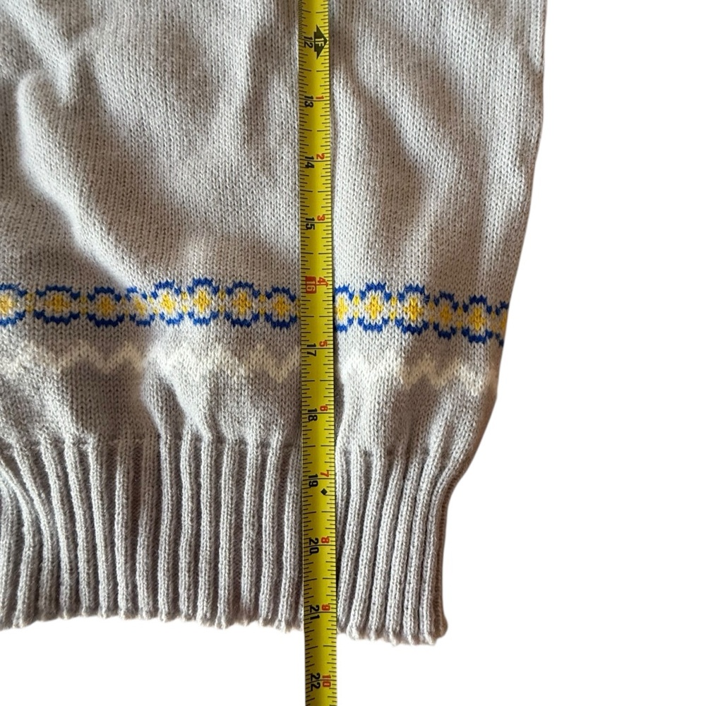 Vintage Fair Isle Pullover Grey Acrylic Knit Sweater Size XS - Picture 6 of 6